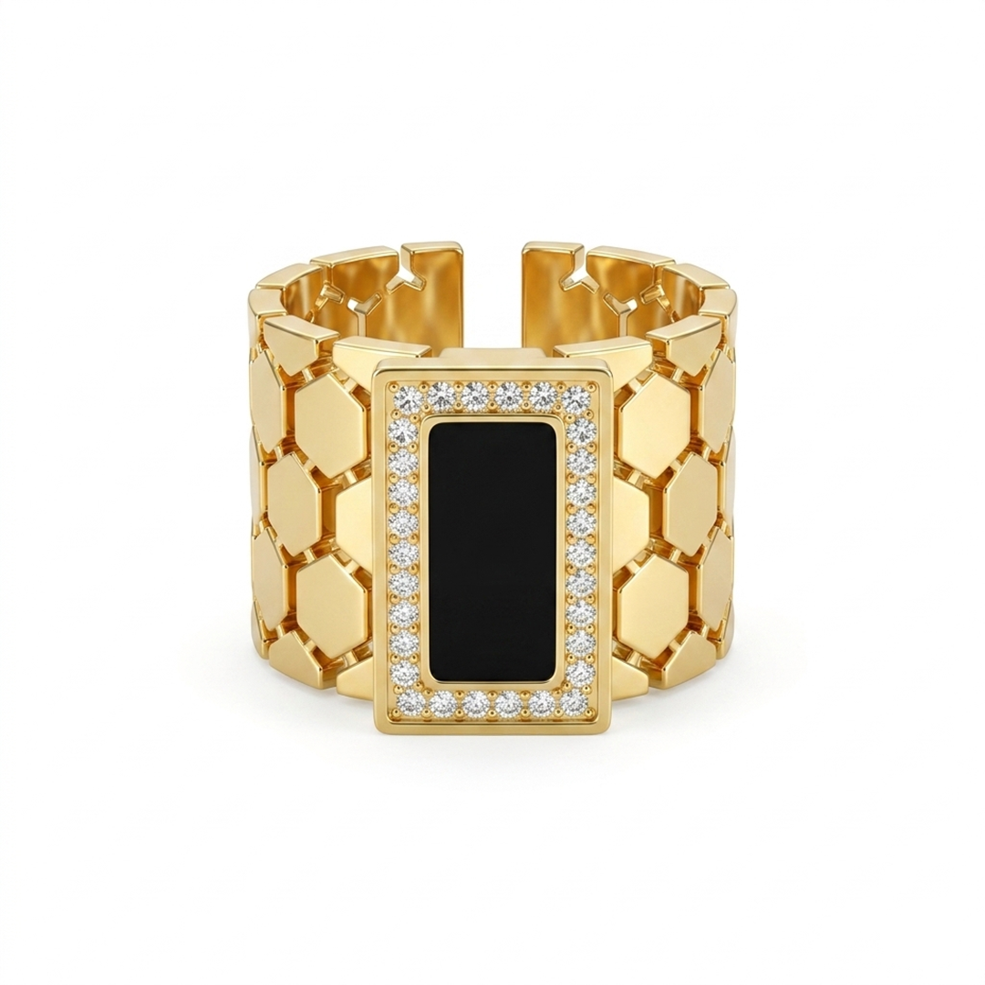 Black Enamel Frame Ring