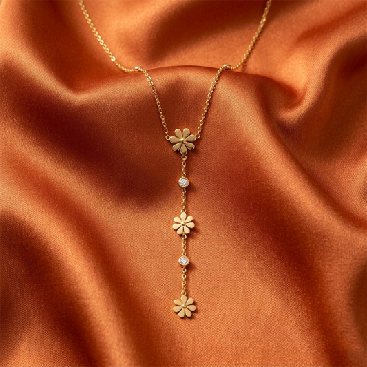 Golden Daisy Drop Necklace