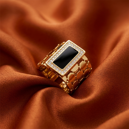 Black Enamel Frame Ring