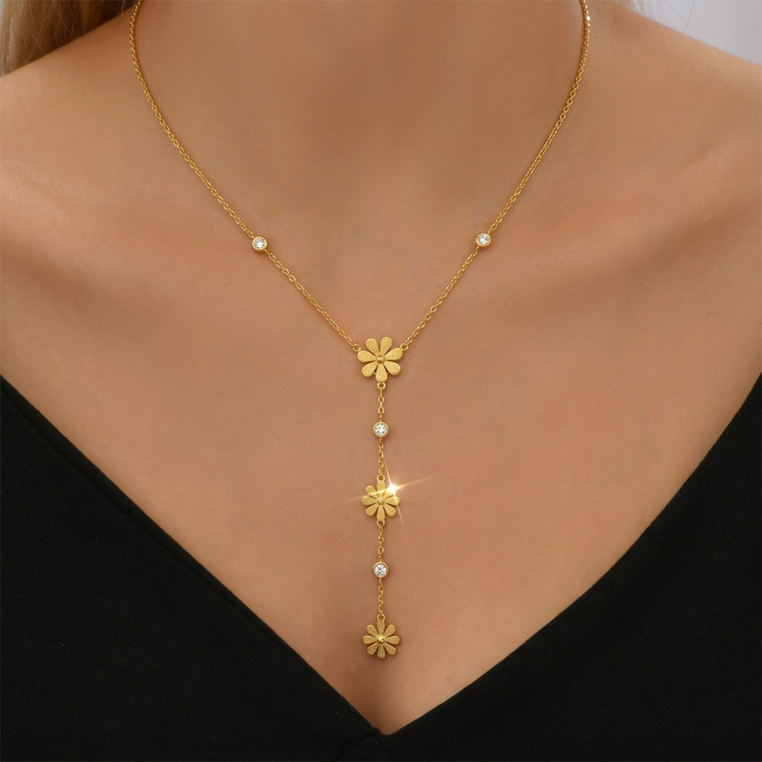 Golden Daisy Drop Necklace