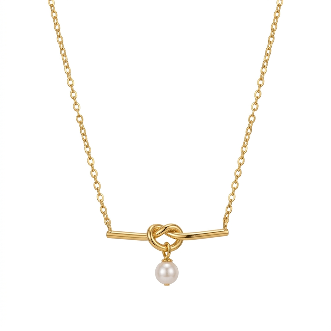 Knotted Pearl Drop Necklace