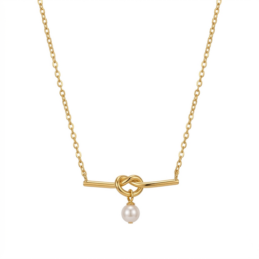 Knotted Pearl Drop Necklace