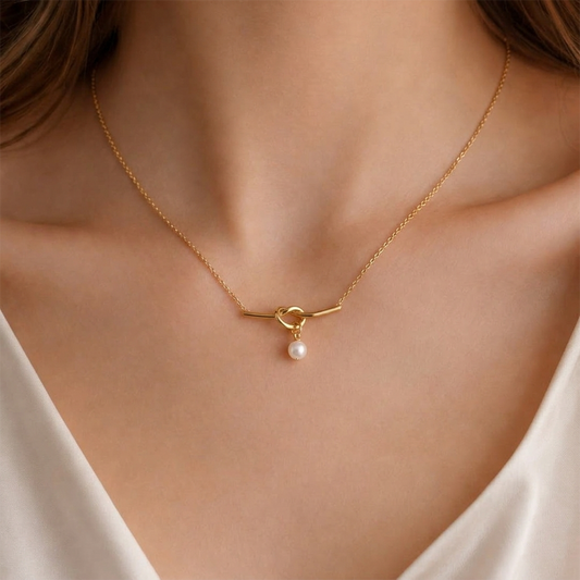 Knotted Pearl Drop Necklace