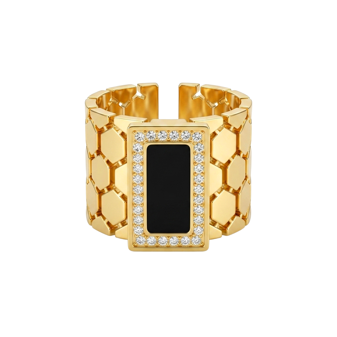 Black Enamel Frame Ring