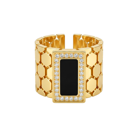 Black Enamel Frame Ring