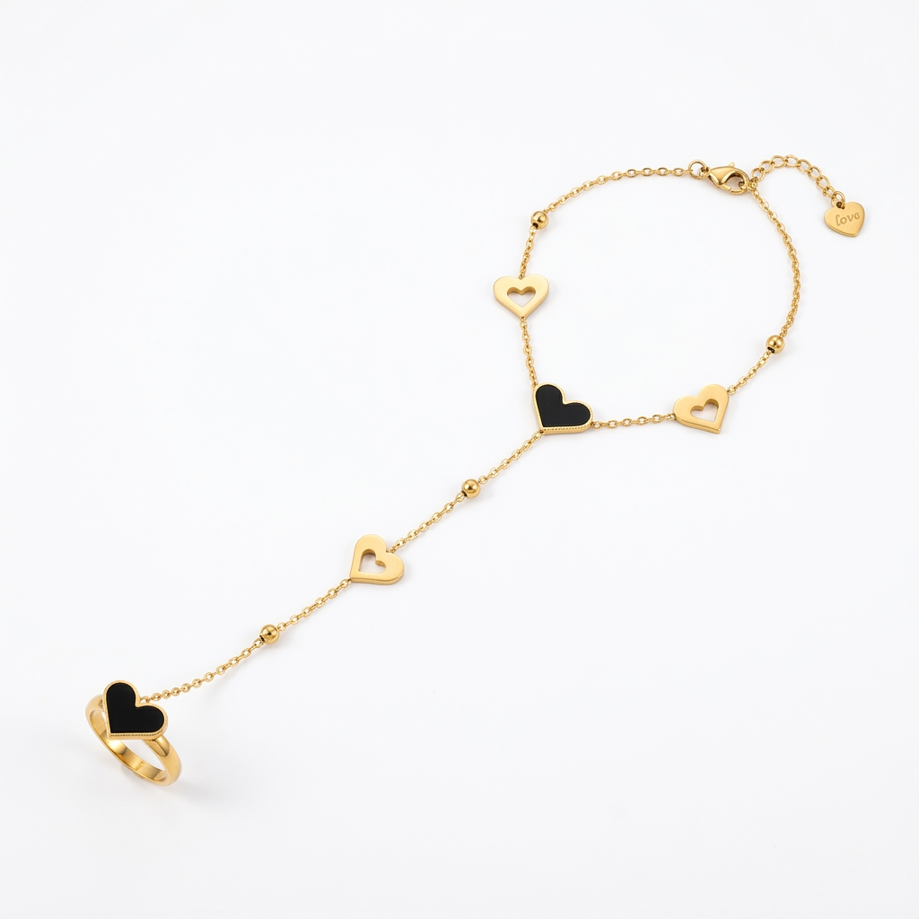 Midnight Heart Hand Chain