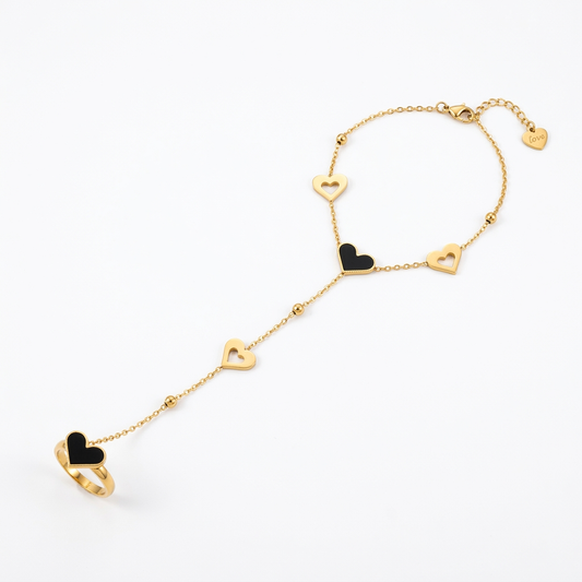 Midnight Heart Hand Chain