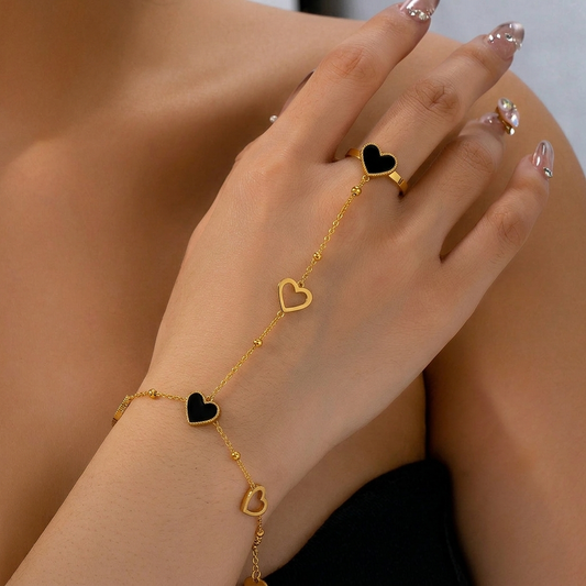 Midnight Heart Hand Chain