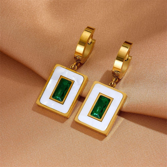Emerald Green Zircone Earrings