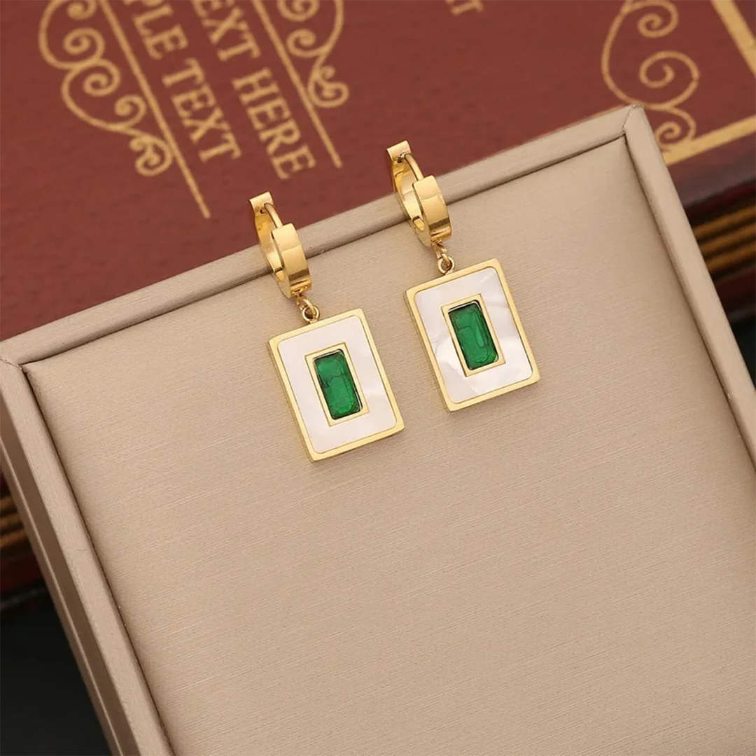 Emerald Green Zircone Earrings