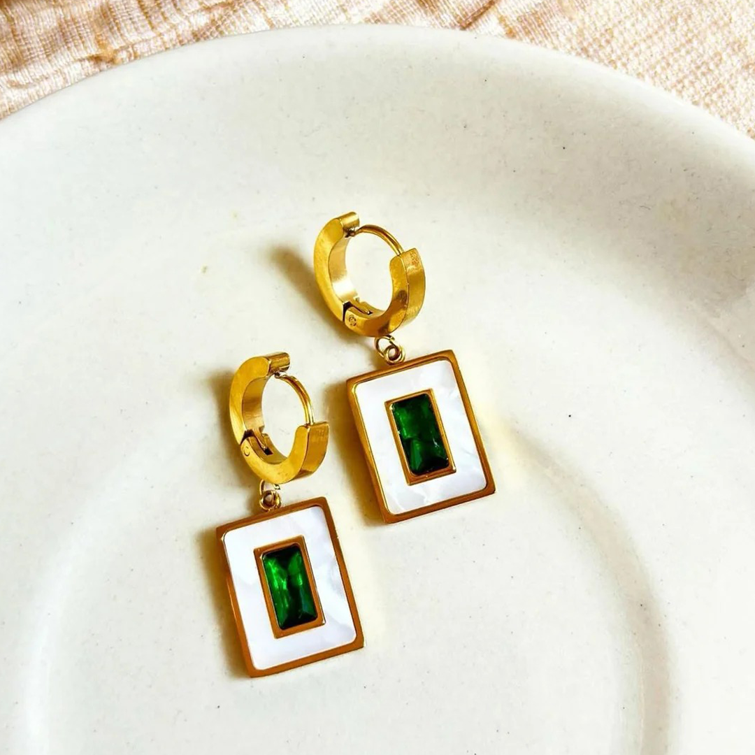 Emerald Green Zircone Earrings