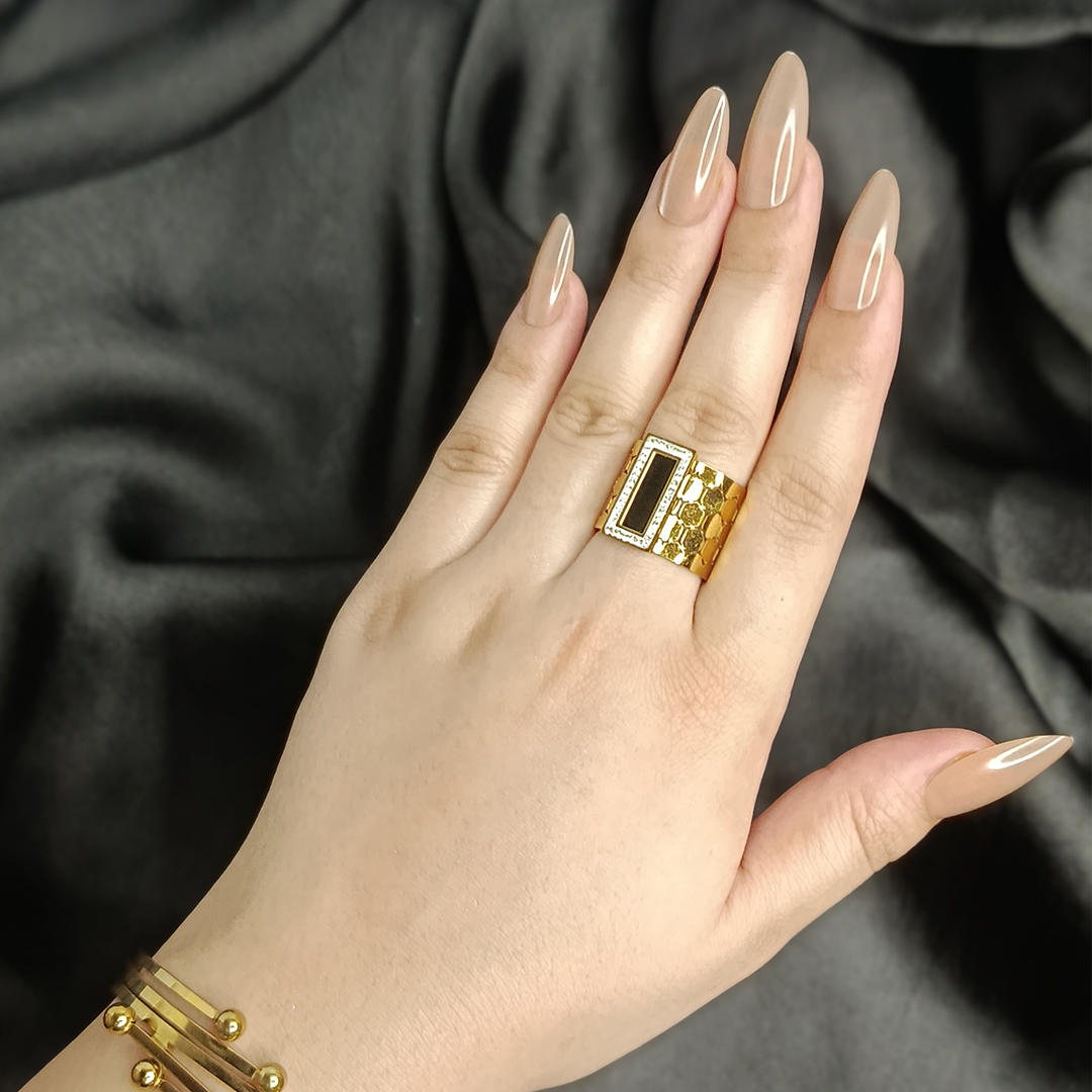 Black Enamel Frame Ring