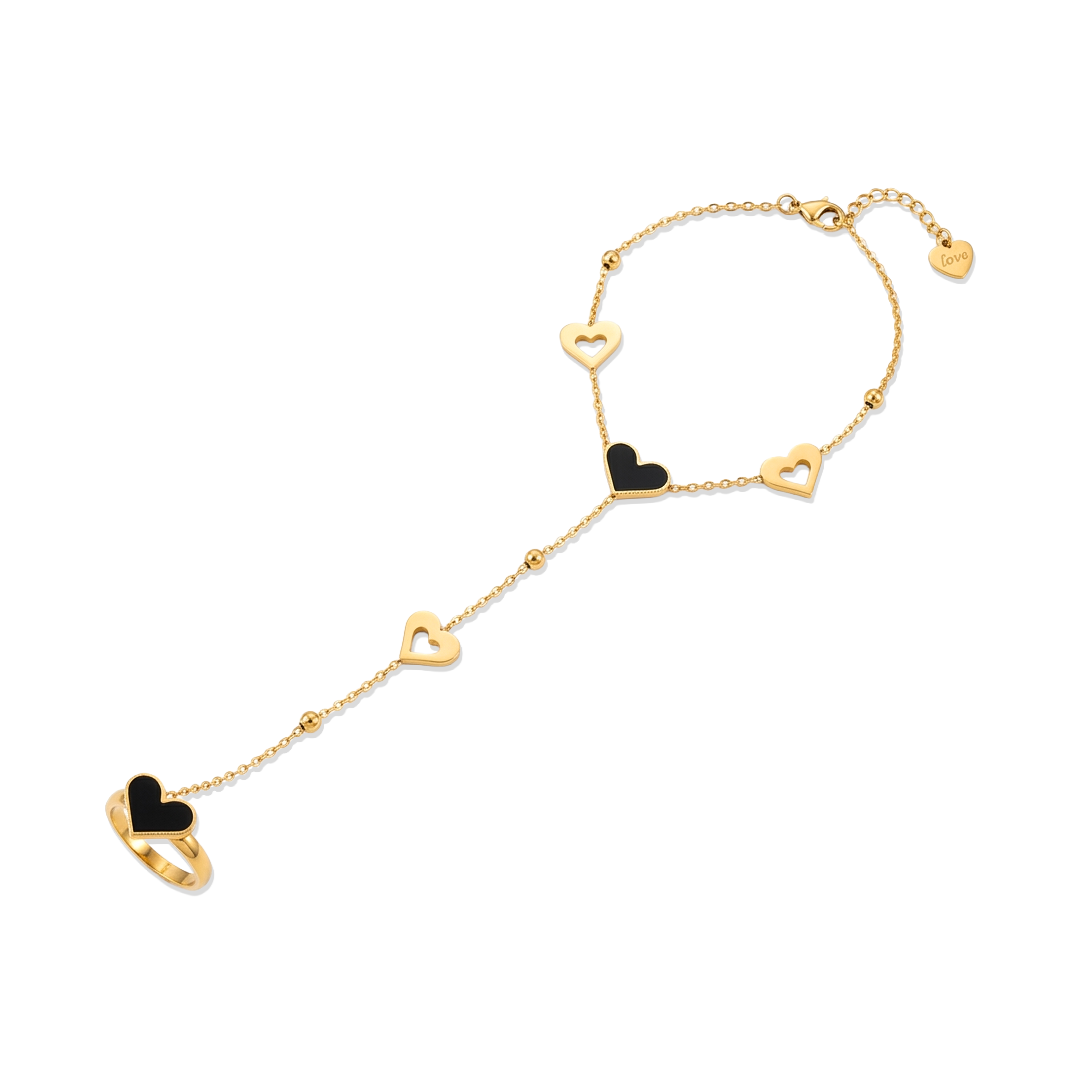 Midnight Heart Hand Chain